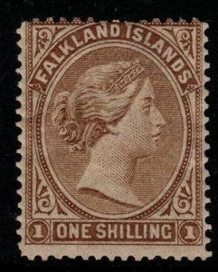 FALKLAND ISLANDS SG4 1878 1/= BISTRE-BROWN MTD MINT