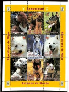 NIGER BOY SCOUTS DOGS PENGUINS SCOTT #1009-10a-i STAMP SHEETS OF 9 STAMPS 1999