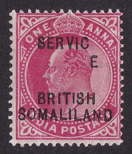 SOMALILAND 1903 SERVICE on KEVII 1a ERROR DROPPED E . RARE UNLISTED! 