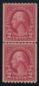 USA 606 - 2 cent Carmine Type I - XF Mint never hinged joint line pair