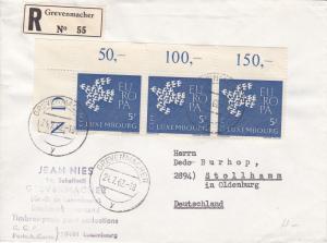 Luxembourg 1962 5f Europa on Registered Cover to Germany Colorful Usage VF