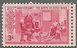 United States #1004 3c Betsy Ross MNH (1952)
