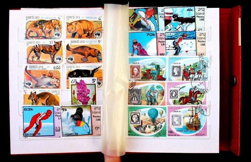 Laos Stamp Collection Authentic China Album 157 MH & Used Stamps