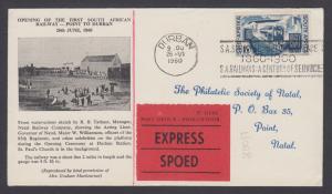 South Africa  Sc 240 on 1960 S.A. Railways - A Century of Service cover. Cachet