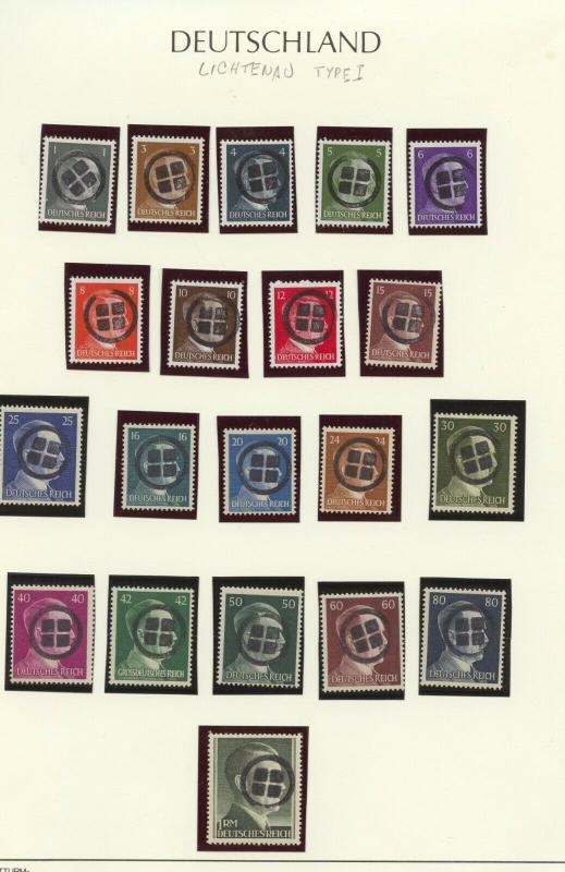  Locals 1945 Lichtenau Type I, 20 different MNH Hitler overprints