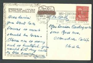 1951 PPC PREXY 6c #811 ON AIRMAIL PICTURE POST CARD HONOLULU TO CALIFORNIA