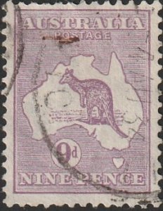 Australia #50a 1916 9d Violet  Kangaroo & Map 3rd Wmk  USED-Fine.