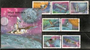 Tanzania 1994 Space Probes & Satellite Telecom Science Sc 1319-26 7v+M/s Canc...