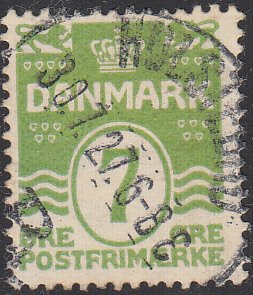 Denmark 1926 used Sc 91 7o apple green CDS 30 7 27