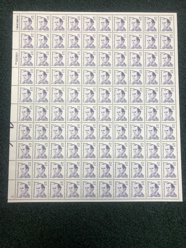 2195 Sheet Of 100 William Bryan Jennings MNH