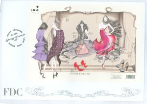 Finland 1339 2009 Women's Fashions souvenir sheet of five stamps on unaddressed cacheted FDC