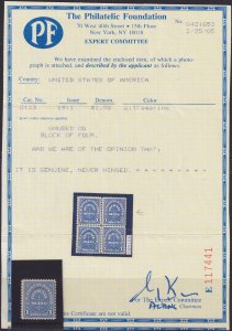 #O123 Mint NH, F-VF, PF cert #0421653 (CV $450 - ID51234) - Joseph Luft