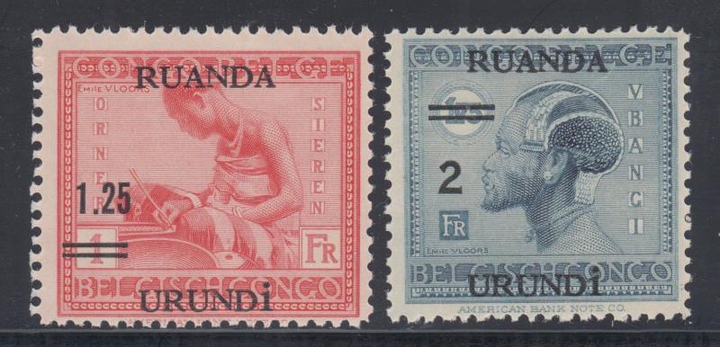 Ruanda Urundi Sc 35-36 MNH. 1931 Surcharges, cplt set of 2, fresh