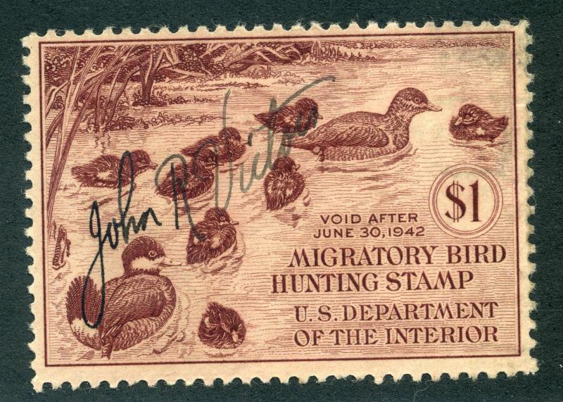 RW8 1945 - US Department of the Interior - Ruddy Ducks - $1 Used - OGNH