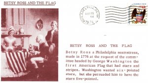 BETSY ROSS AND THE FLAG CACHET COVER CANCELLED PHILADELPHIA 1976