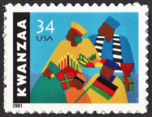 SC#3548 34¢ Kwanzaa Single (2001) SA
