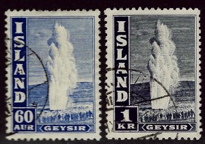 Iceland  SC#208ac, 208bd Used F-VF SCV$23.00...An Amazing Place!