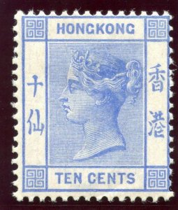 Hong Kong 1900 QV 10c ultramarine MLH. SG 59. Sc 45.