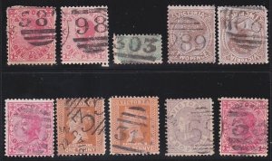 VICTORIA AUSTRALIA QV 10 various numeral cancels...........................D6352