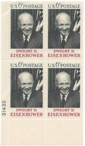 1383: Dwight D. Eisenhower - Plate Block - MNH - 31430-LL