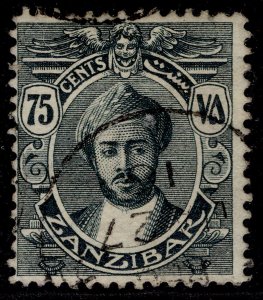 ZANZIBAR GV SG254, 75c grey-black, FINE USED. CDS WMK ROSETTES