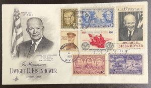 1383 Art Craft cachet Dwight D. Eisenhower FDC with 6 other stamps 1969