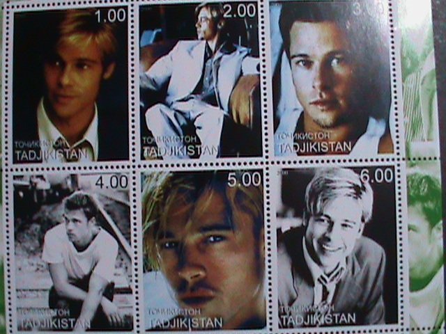 TAJIKISTAN-2000 BRAD PITT- FAMOUS POP STAR-MNH- FULL SHEET-VERY FINE