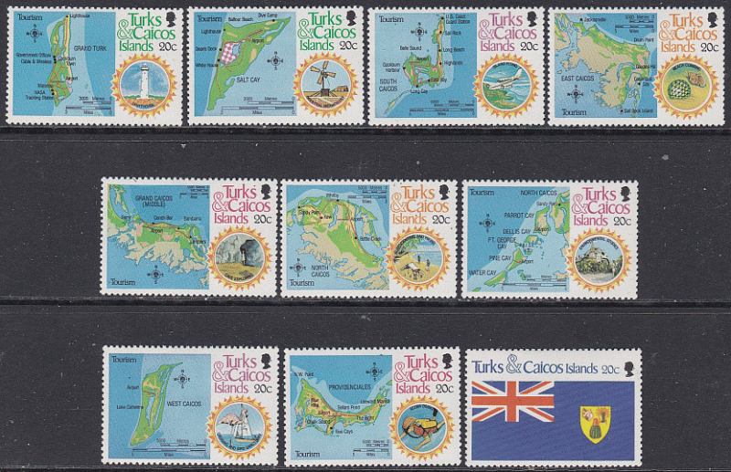 Turks and Caicos #506a-6j F-VF Mint Hinged * Maps and Flags