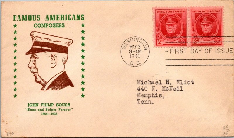 1940 FDC - John Philip Sousa, Composer, Washington - F21285