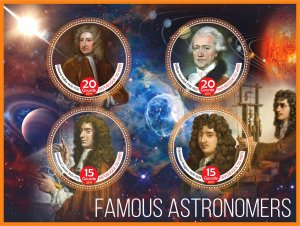 Stamps. Space. Famous people. Astronomers 2019 year 1+1 sheets perforated