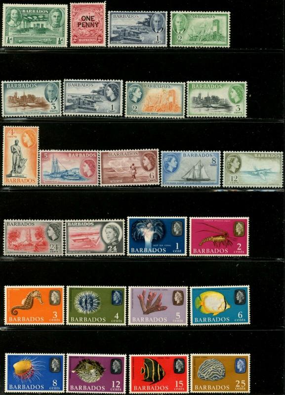 BARBADOS Sc#202//654 1939-1985 70 Different Mint Pictorials OG Hinged