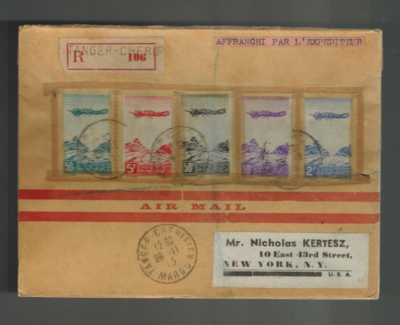 1945 Tangier Morocco airmail cover to USA # C27-C31