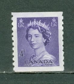 CANADA 1953 QE-KARSH #333 VF  COIL STAMP MINT NO THINA...$4.50