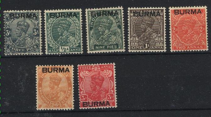 Burma #1-7 Mint  1937 PD