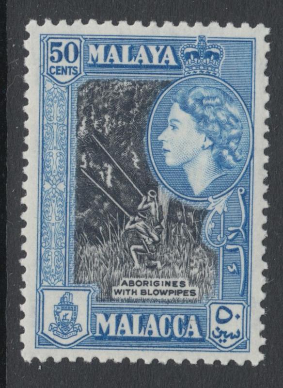 WS-C689 MALAYA - Malacca, 1950 50C. Bright Blue & Brown-Purple SG 36 MNH