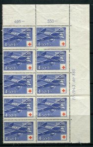 FINLAND; 1943 early Red Cross issue fine Mint MNH CORNER BLOCK