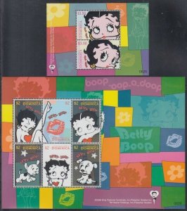 DOMINICA Sc# 2603a-f,2604 MNH SHEET of 6 and S/S of 1 of CARTOON BETTY BOOP