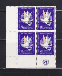 UN New York C11 Inscription Block MNH Flight Across Globe (B