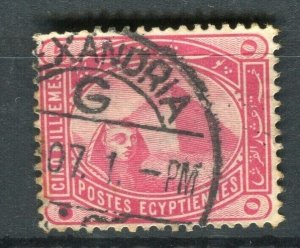 EGYPT; 1888-1900s early Pyramid & Sphinx issue used Shade of 5m. value