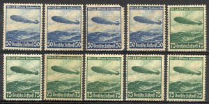Germany Sc# C57-C58 (Assorted) MH lot/10 1936 Hindenburg