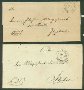 SCHLESWIG-HOLSTEIN, 1850-3, Stampless covers (2), K.P.A. & NEUMUNSTER, scarcer