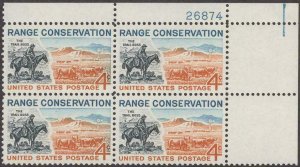 Scott # 1176 - US Plate Block Of 4 - Range Conservation - MNH -1961