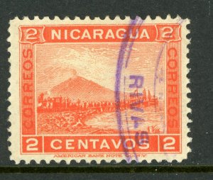 Nicaragua 1900 Momotombo 2¢ Vermillion Scott # 122 VFU W429 ⭐☀⭐☀⭐