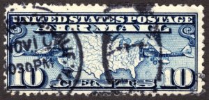 1926, US 10c, Map of the USA, Used, Sc C7