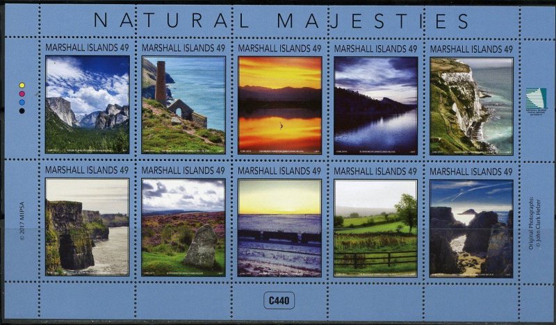 MARSHALL ISLANDS 2017 NATURAL MAJESTIES SHEET OF TEN MINT NH