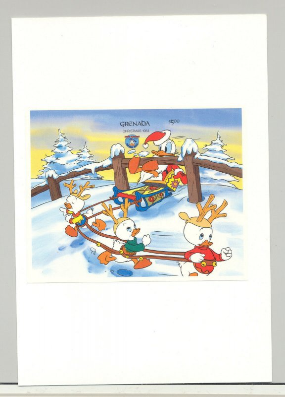 Grenada #1247 Disney Christmas 1v S/S Imperf Proof Mounted on Card