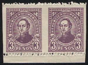 PARAGUA Sc 298  1936 Mint MNH 3p Imperf Between Horz. Pair VF Error