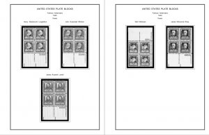US 1940-1949 PLATE BLOCKS STAMP ALBUM PAGES (45 PDF b&w illustrated pages)