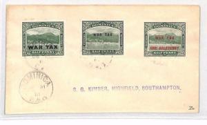 DOMINICA Cover 1918 WW1 Southampton *WAR TAX* Mixed Franking BH35