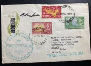 1964 Niufoou Tonga Toga Canoe Mail Cover to Moscow ID USA Matson Line
